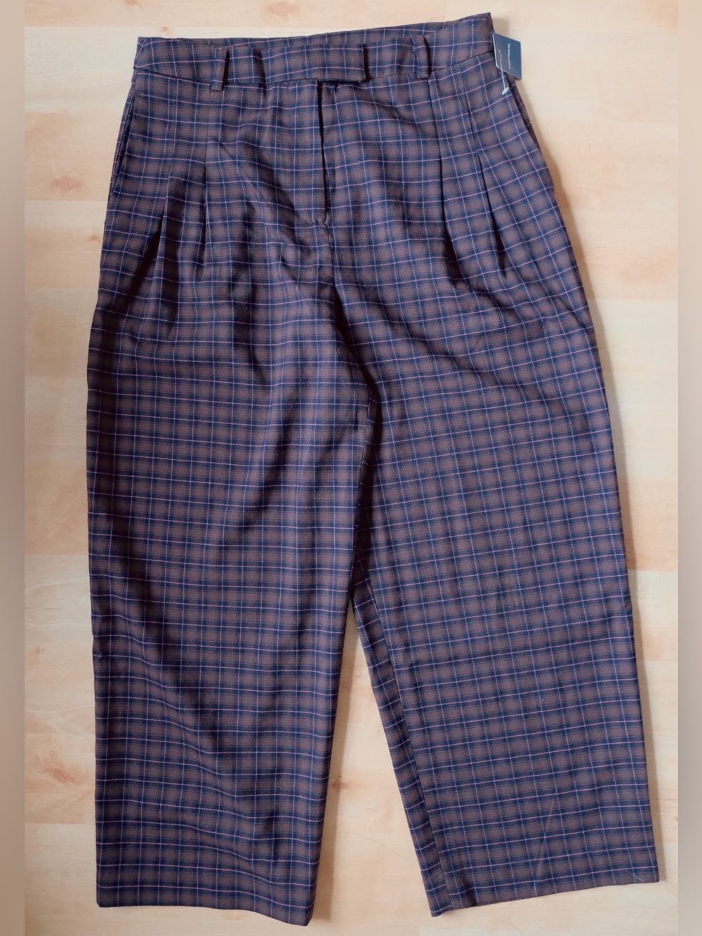 Lucky Brand Womens M Pleated Wide Leg Trousers Plaid NWT Quiet Luxury
